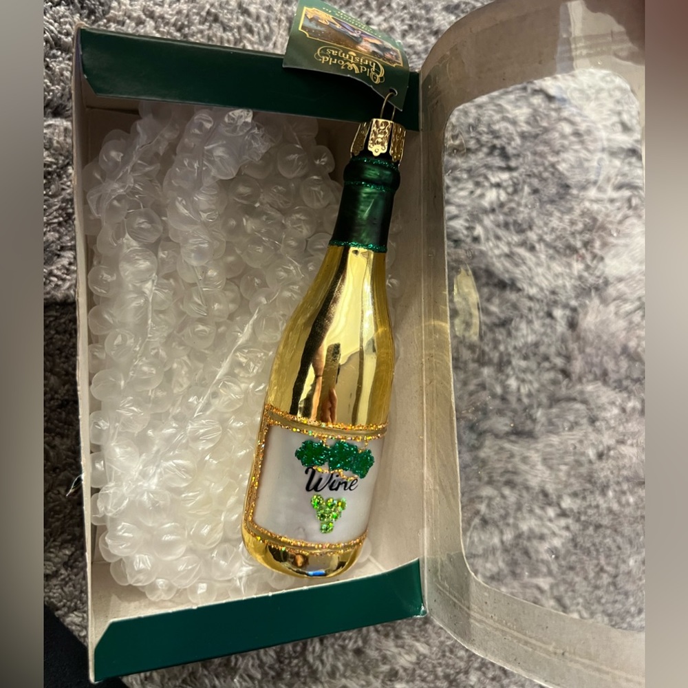 Old world Christmas wine glass ornament